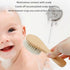 TIKMNO 2-pcs Natural Goat Hair Baby Hair Brush - Hypoallergenic & Soft Wooden Handle for Delicate Scalp Massage