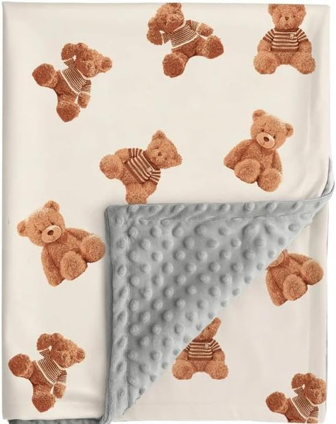 FIGEPO Bear and Buffalo Check Plaid Baby Blanket Gender Neutral Blankets for Newborn