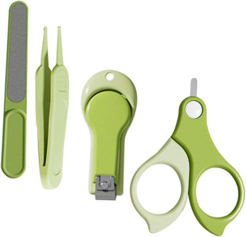 LIOOBO Nail Clipper and Trimmer Set for Newborns, Grooming Kit with Green Portable