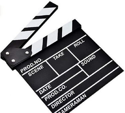 Wooden Clapboard Director Film Movie Cut Action Scene Slateboard, Small-Black