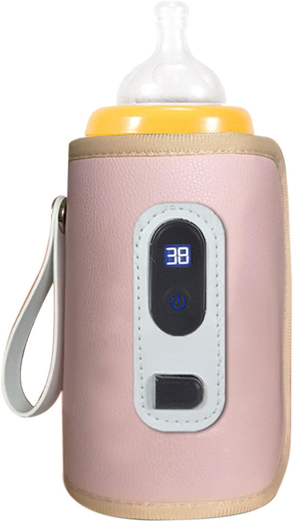 EVGATSAUTO USB Portable Baby Bottle Warmer, Adjustable Temperature LCD Screen, Travel Friendly