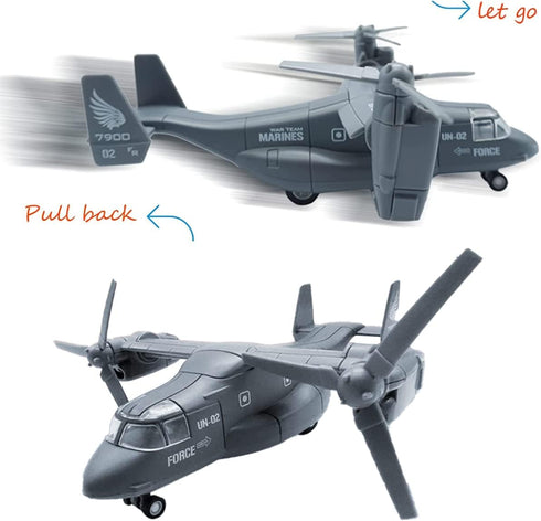 1:400 Pullback Diecast Metal Military Transport Helicopter Plane - Scale Alloy Model Twin-Engine Rotor Aircraft Toy