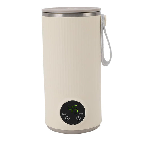 Jelquix 55, Portable Milk Warmer and Mixer, Cordless Bottle Warmer for Travel, Stainless Steel with USB Charging Heat