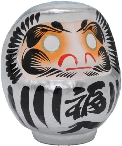 Daruma Doll Handmade in Takasaki, Japan, #1 H4.3-Inch Silver