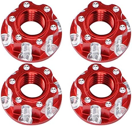VGEBY 4pcs RC Hex Nuts, M4 Carving Hexagonal Nuts Aluminum Alloy for D3 D4 1/10 RC Car (Red)