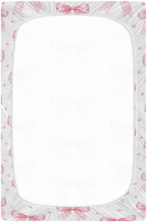 Caikeny 27 39 Fitted Crib Sheet for Boys Girls Coquette Polka Dots Pink Bow Baby Crib Sheets Bassinet Sheets Crib