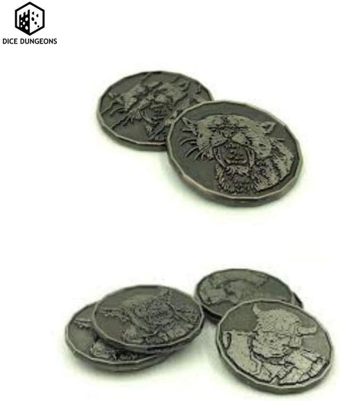 Dice Dungeons Feline Monster Coin Token Pack (5 Pack) for D&D Play