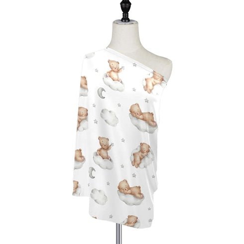 Car Seat Covers for Babies - Breathable Breastfeeding Cover, Stretchy Shopping Cart Cover, Teddy Bears on Clouds