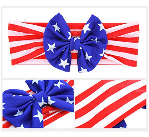 BinaryABC 4th of July Baby Headband, American Flag Headband, 3Pcs for Fourth of July Decorations