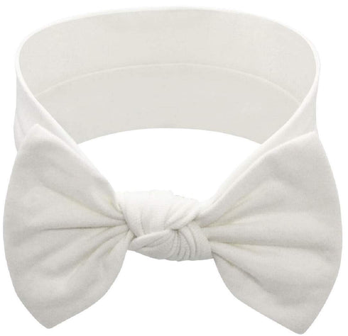 Baby Girl Headbands - Infant, Toddler Cotton Handmade Hairbands with Bows (White, Gray, Pink, Powder Pink)