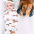 Culclendy Doxie Swaddle Sack for Newborn, Dachshund Cocoon, Weiner Dog Swaddle with Headband,