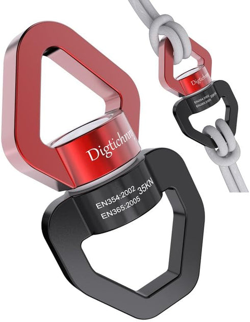Swing Swivel Hook for Swing, Aluminium Alloy 35KN, Hanger for Tree Swing, Aerial Dance, Children’s Swing (Black-Red)