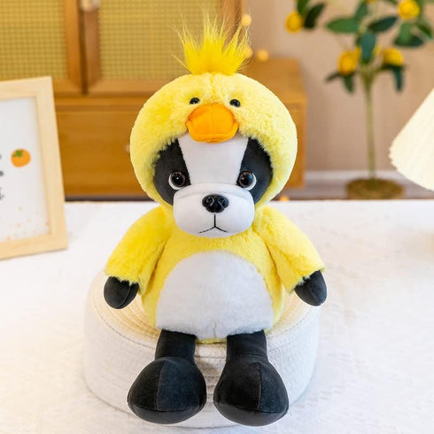 13 Inch French Bulldog Stuffed Animal, Cosplay as Yellow Duck Plush Toy in Duck Costume