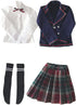 niannyyhouse 1/4 BJD Dolls Clothes Dark Blue Plaid School Uniform Blazer Outfit with Skirt and Socks (1/4BJD-Girl)