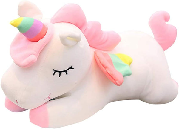 Unicorn Stuffed Animal, Soft Plush Hugging Pillow Toy for Kids, White, 19.6 in