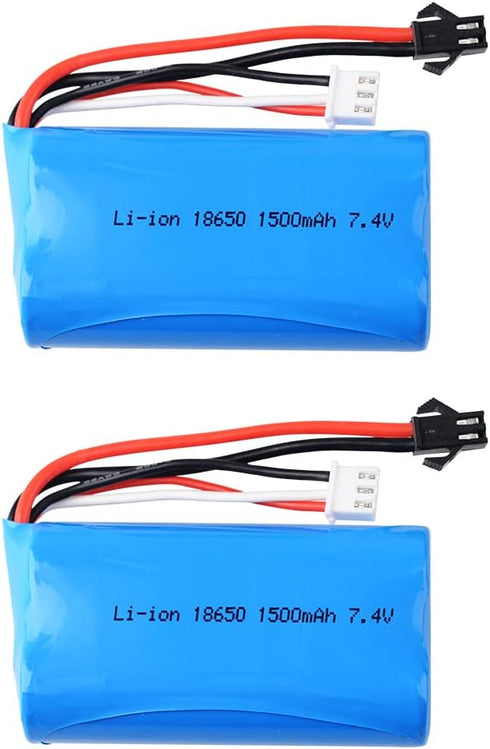 2 pcs 7.4V 1500Mah 15C SM2P Plug Li-ion Battery - for WPL C24 MN D90 RC Car, Remote Control RC Toys
