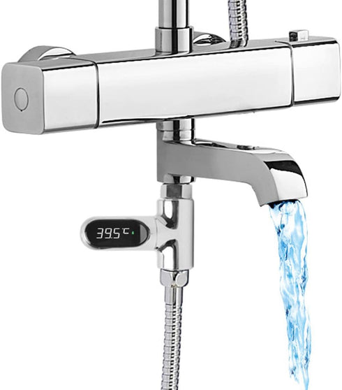 Lcarege 5~85C 360 Digital Shower Thermometer Digital Thermometer, with Rotating LED Water Meter Shower Water