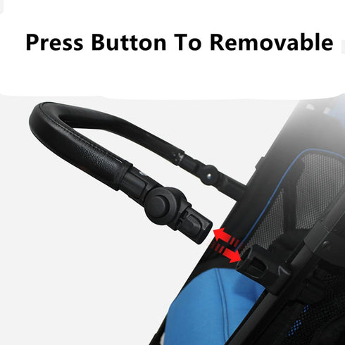 Universal Baby Stroller Bumper Bar, Adjustable Armrest Handle with Black PU Leather Cover