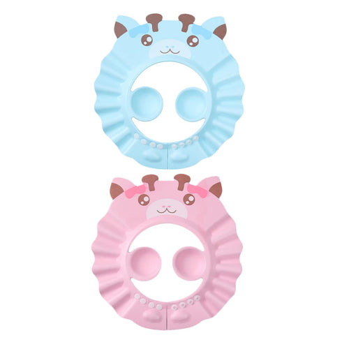 2pcs Baby Shower Cap, Toddler Bath Visor, Silicone Shampoo Cap, Hair Washing Hat for Kids, Baby Bath Cap (Blue + Red)