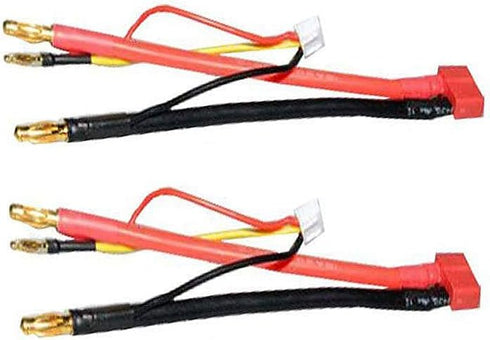 2pcs 4mm Bullet Banana to Female T-Plug - LiPo Battery Lead Wire & JST-XH Balance for 2S 7.4V LiPo Batteries