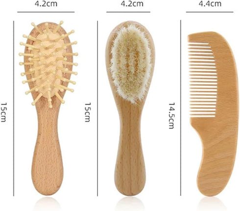 DOYOUWE Set Personalized Baby Hairbrushes, Gently Grooms Baby's Hair, Natural Wooden Hairbrush Baby Brush for Newborns