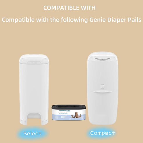 Chariholis 6 Packs 810 Jumbo Square Refills Disposal Bags Refill Compatible with Diaper Genie Compact and Select Pails
