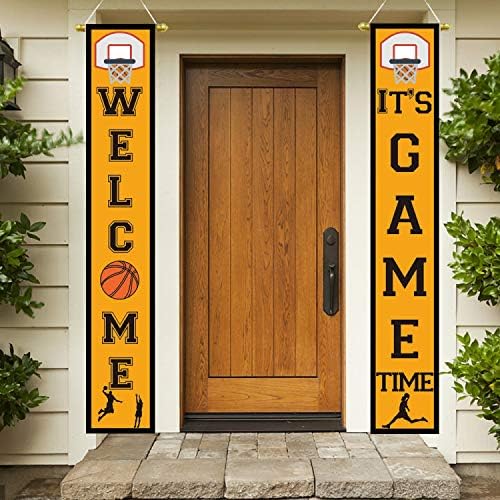 Basketball Party Supplies Hanging Sign - Sport Birthday Decorations Indoor Outdoor Welcome Banner