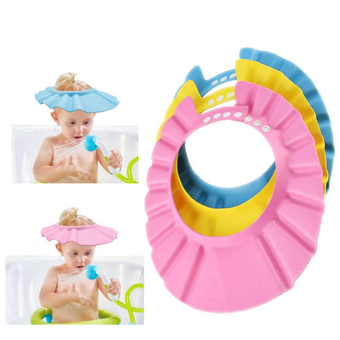 CUCUFA 3PCS Baby Bath Soft Cap Adjustable Soft Bath Cap Shampoo Protection Products for Baby Kids Child Shower baby