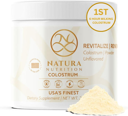 Natura Bovine Colostrum Powder 100% Pure, First Milking 25% All-Natural IgG Grass-Fed