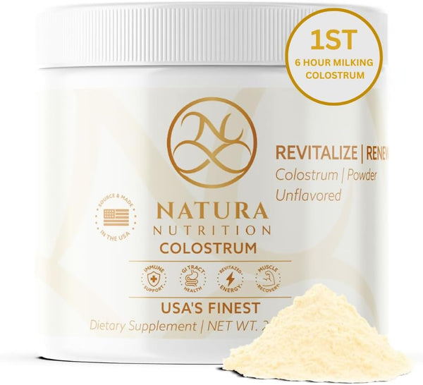 Natura Bovine Colostrum Powder 100% Pure, First Milking 25% All-Natural IgG Grass-Fed