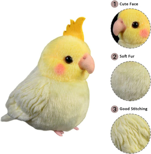 Nohito 4.9'' Yellow Cockatiel Parrot Plush Toy, Stuffed Animal, Cute Little Bird Gifts for Kids