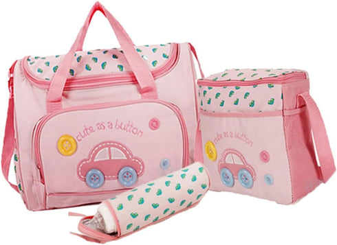 GLSTOY Large Capacity Tote Set Diaper Bag Changing Pad Bottle Holder Car Print