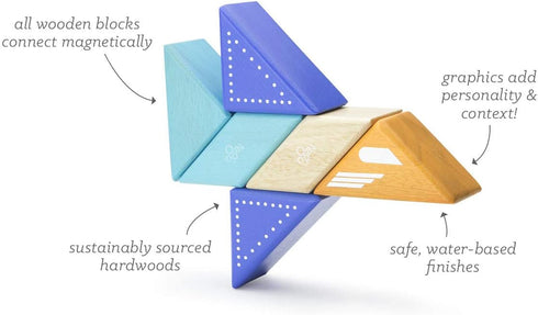6 Piece Tegu Travel Pal Magnetic Wooden Block Set, Jet Plane