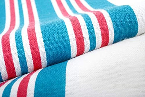 Linteum Textile 3-Pack Receiving Hospital Baby Blankets, 100% Cotton, Classic White with Blue & Pink Stripes (30x40 in)