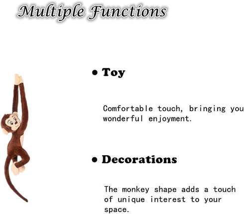 Hanging Monkey Stuffed Animals for Kids and Adults - 27 Inches