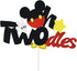 CHuangQi Oh Twodles Cake Topper, Mickey Themed 2nd Birthday Cake Decor for Second Birthday Party Supplies