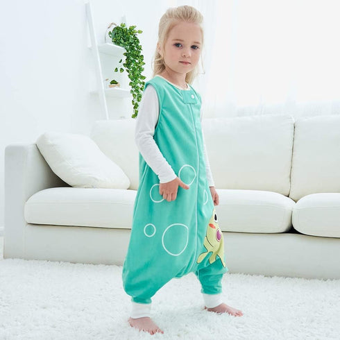 MICHLEY Toddler Sleeping Sack with Feet, Newborn Infant Sleeveless Sleeping Bag, 2-way Zipper, Green Octopus, 5-6T