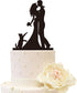 Wedding Anniversary Cake Topper Couple Bride Groom Family with a Cat (Bride Groom One Cat, Black)