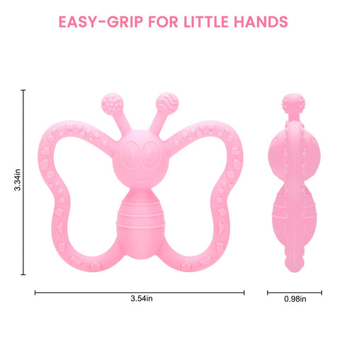 Baby Teething Toys Butterfly Design Teether Pain Relief Toy for Newborn Babies, Soft Textured, Freezer Safe Gift
