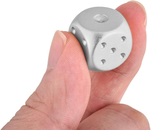 DS.DISTINCTIVE STYLE Aluminum Alloy Dice, 5 Pieces 16mm Portable Metal Dices with Case, 6 Sided for Party Game