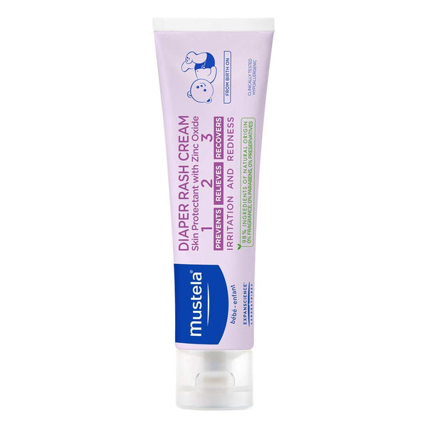 Mustela Baby Diaper Rash Cream 123 - Skin Protectant with Zinc Oxide, Fragrance Free, 98% Natural Ingredients