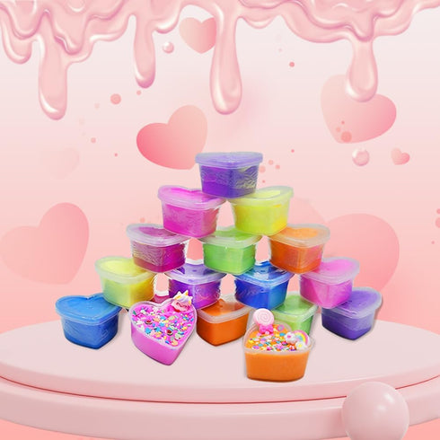 UMEELR 28 Pack Valentines Day Clay Kit with Cards, Valentine Butter Slime, DIY Dough Toys for Kids Valentines Classroom
