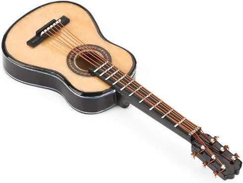 Wooden Miniature Guitar - Mini Musical Ornaments for Dollhouse Home Decoration