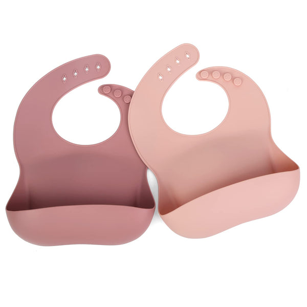 Ginbear Silicone Bibs for Babies Girl, Waterproof Adjustable Silicon Rubber Baby Feeding