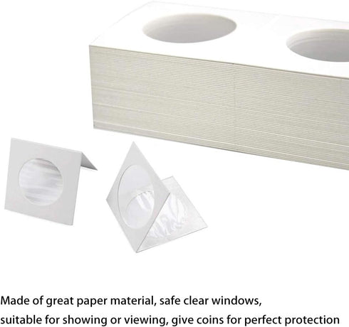 Coin Flips for Large Dollars, 50 PCS, 40mm/1.6inch Cardboard Holders for 2x2 inch Pockets