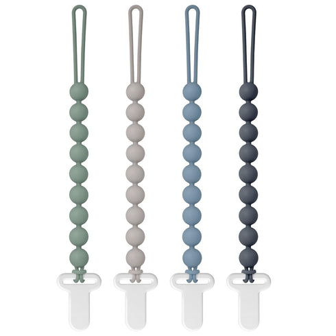 Draklary Pacifier Clips Silicone, 4-Pack Pacifier Holder Clip with Stylish Round Design, 100%