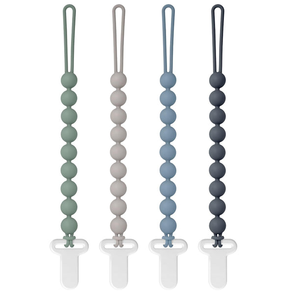 Draklary Pacifier Clips Silicone, 4-Pack Pacifier Holder Clip with Stylish Round Design, 100%