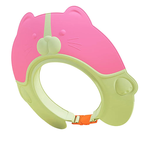Baby Shower Cap Bathing Protection, Silicone Adjustable Foldable Hair Washing Hat for Toddler Kid Portable (Pink)