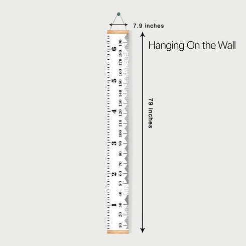79" 7.9" Mibote Baby Growth Height Chart Handing Ruler Wall Decor for Kids, Canvas Removable Height Growth Chart x