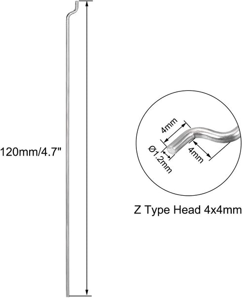uxcell 1.2mm x 120mm (4.7 Inch) Steel Z Pull/Push Rods for RC Airplane Boat Replacement (Pack of 10)